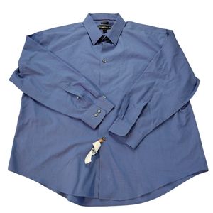 NEW Pronto Uomo Tall Dress Shirt Mens 2XLT 18.5 34/35 Blue Cotton